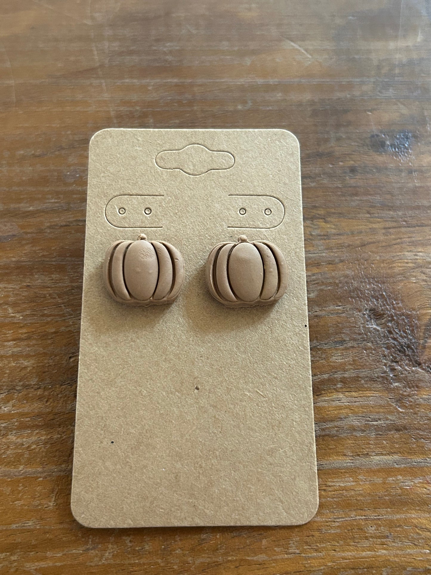 Tan Pumpkin Clay Earrings