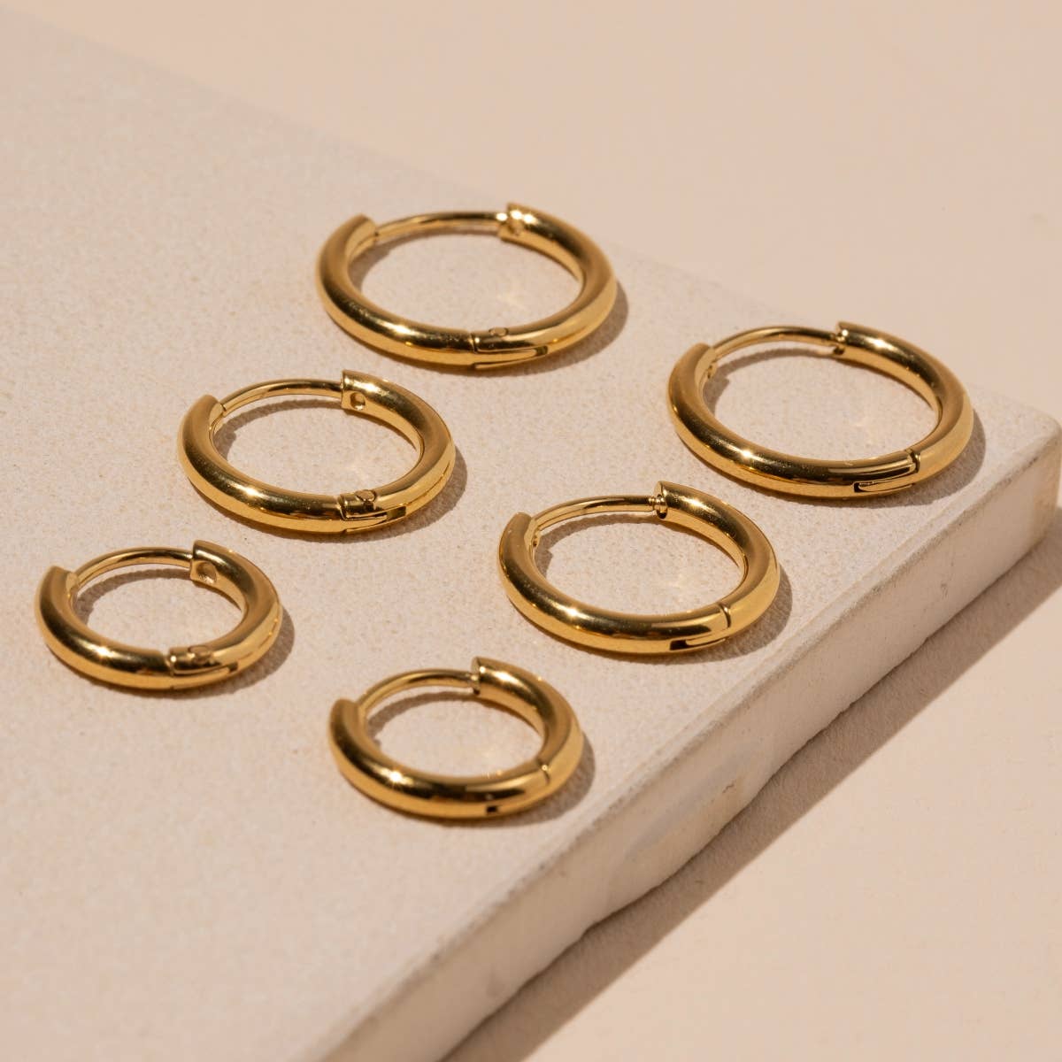 18K Gold Plated Stainless Steel Huggie Earrings