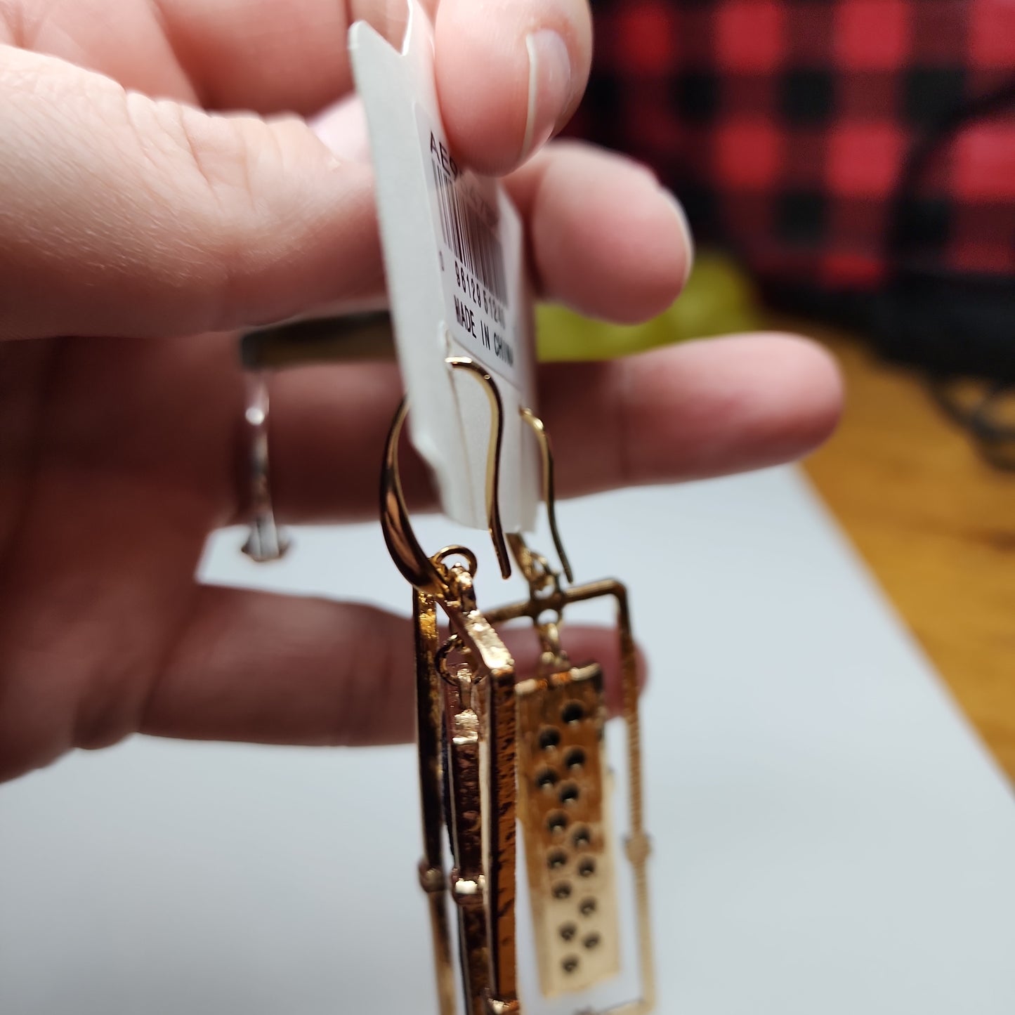 Think Outside Of The Frame Black And Gold Rectangular Earrings