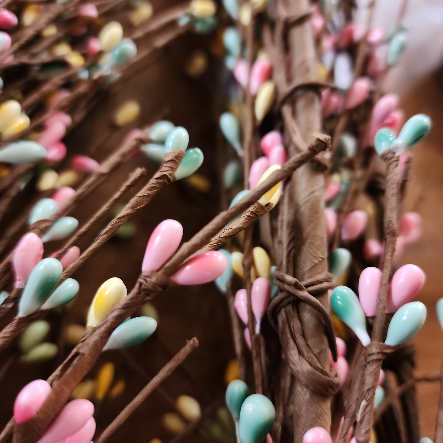 Rice Berry Garland, 55In, Hw, Pink, Light Teal, Yellow