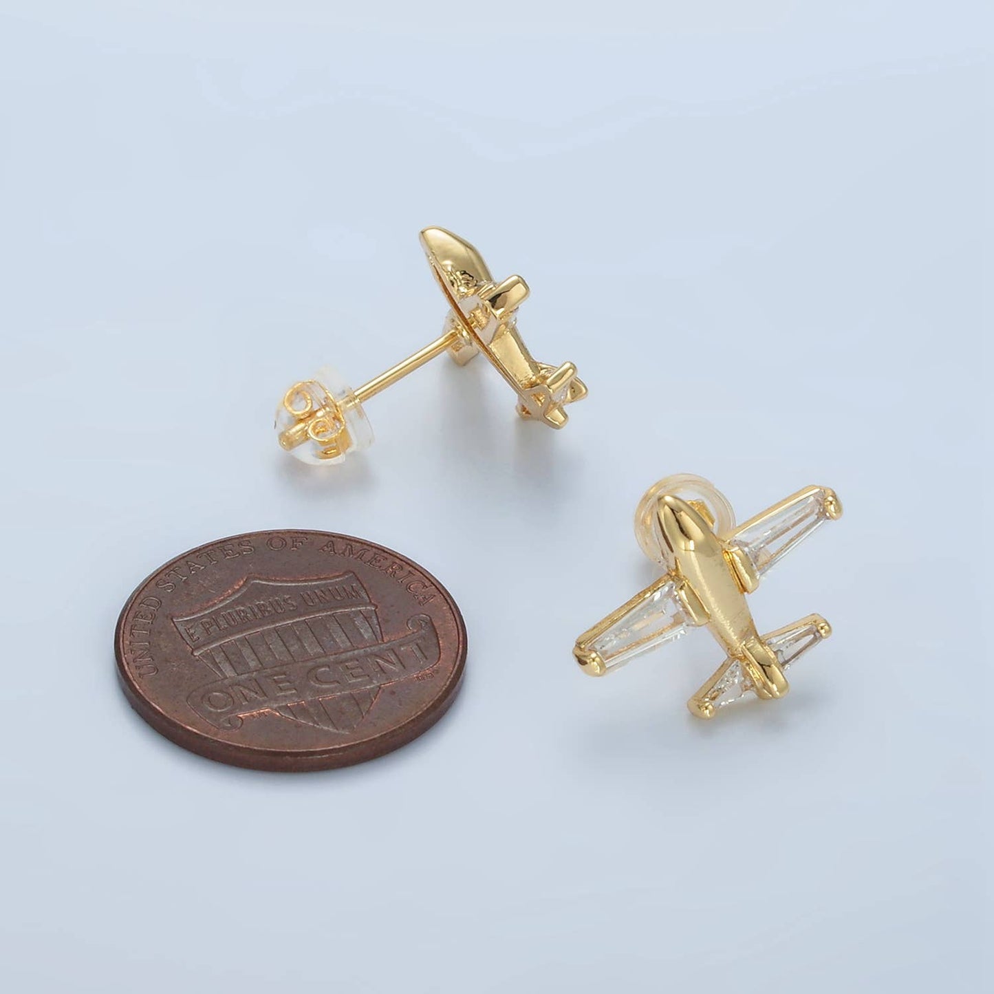 24K Gold Filled CZ Baguette Airplane