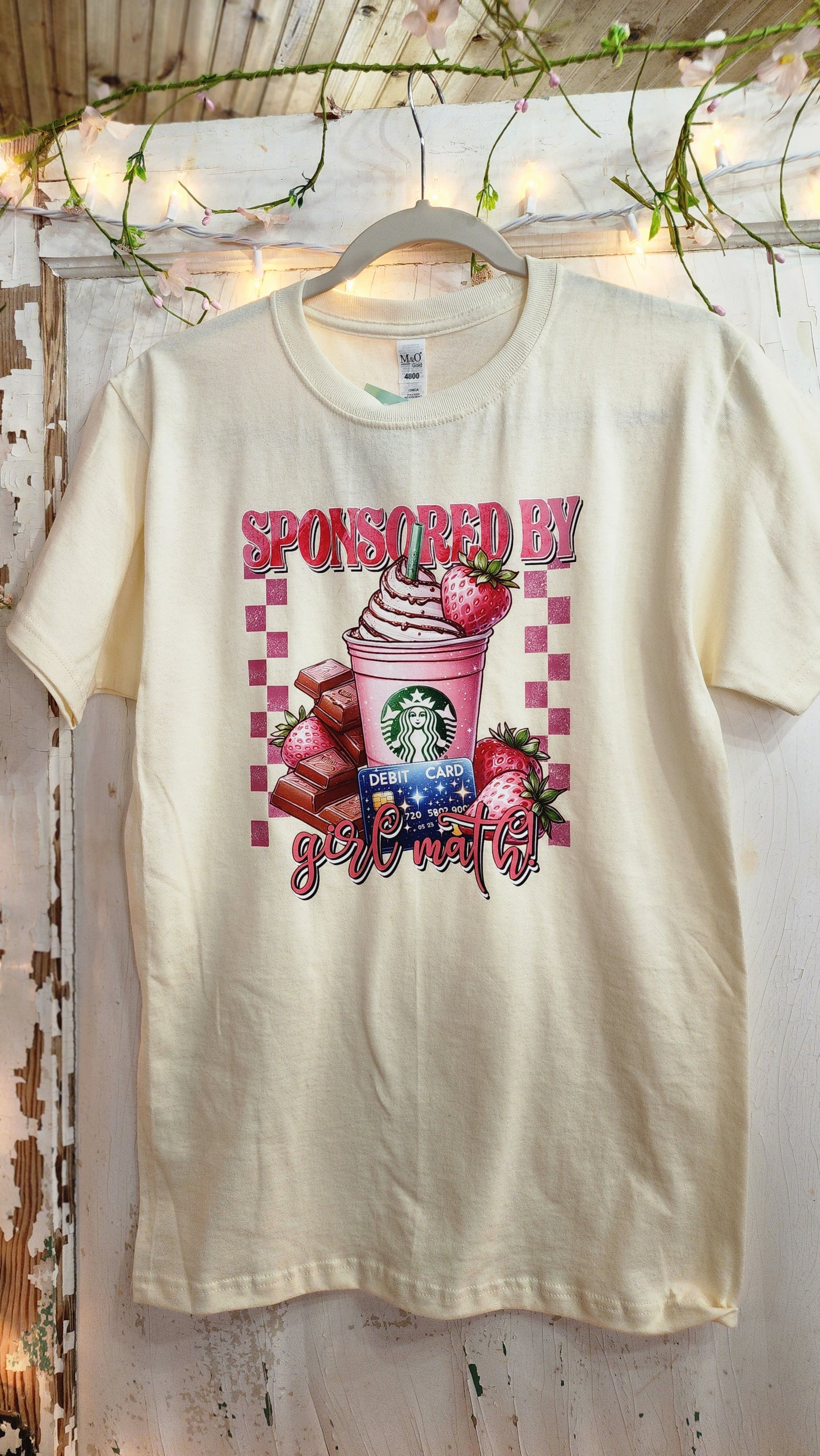 Girl Math, Coffee, Chocolate, and Strawberries on Cream Tee