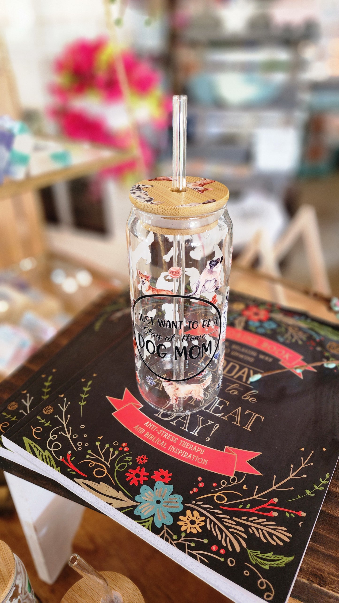 Dog Mom Glass Tumbler 16 OZ