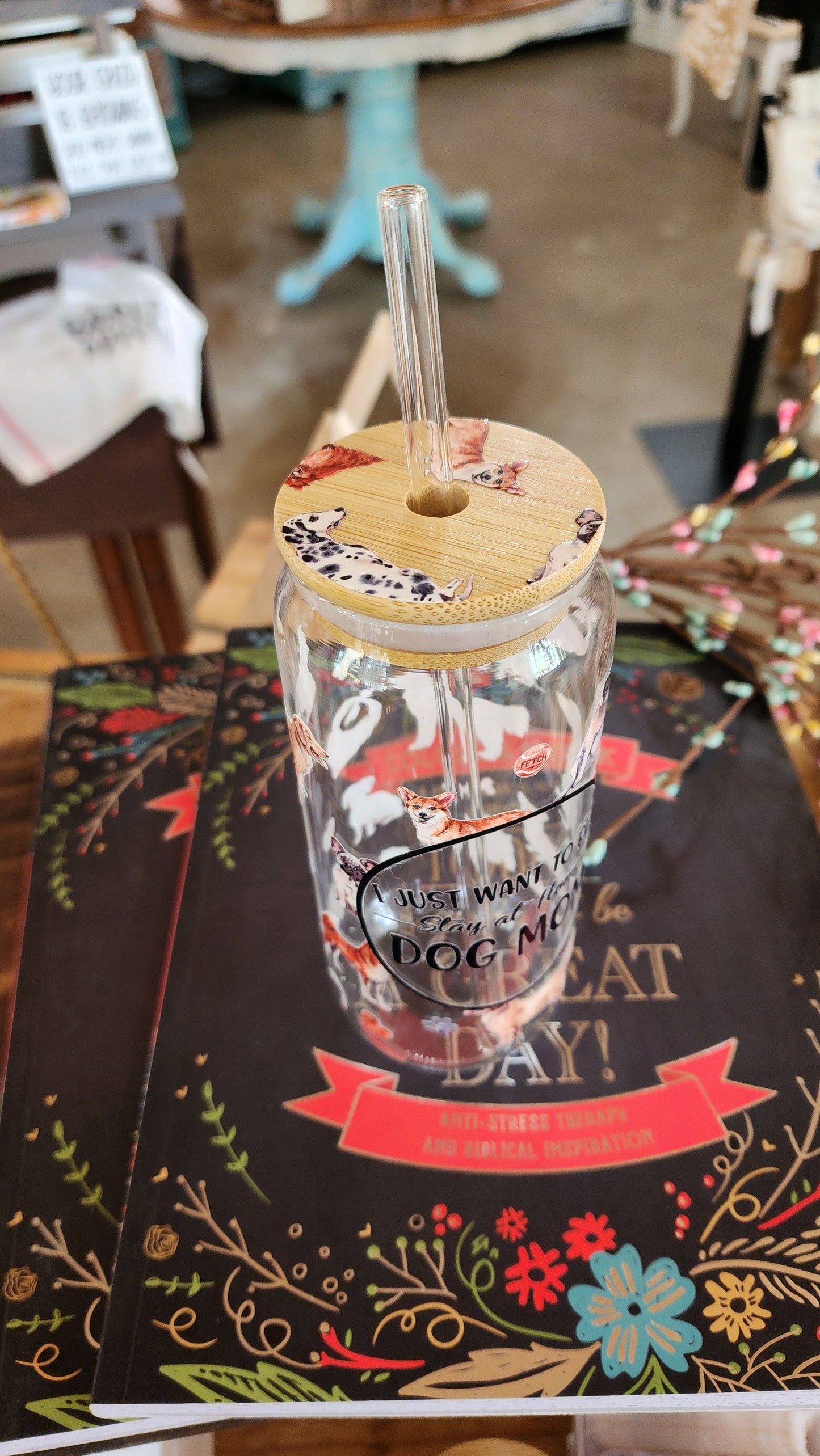 Dog Mom Glass Tumbler 16 OZ