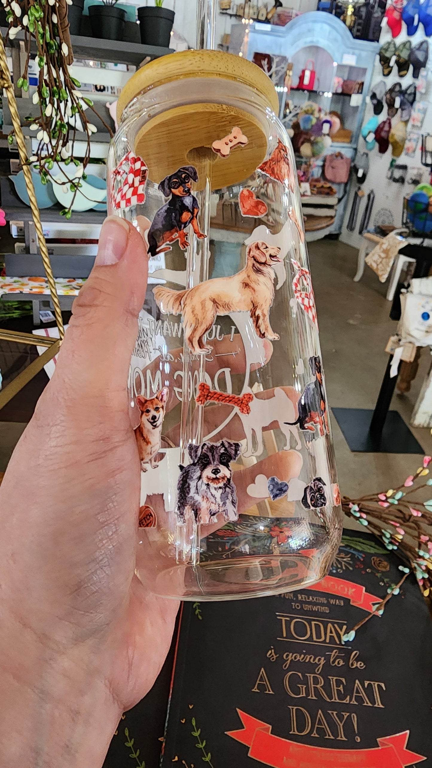 Dog Mom Glass Tumbler 16 OZ