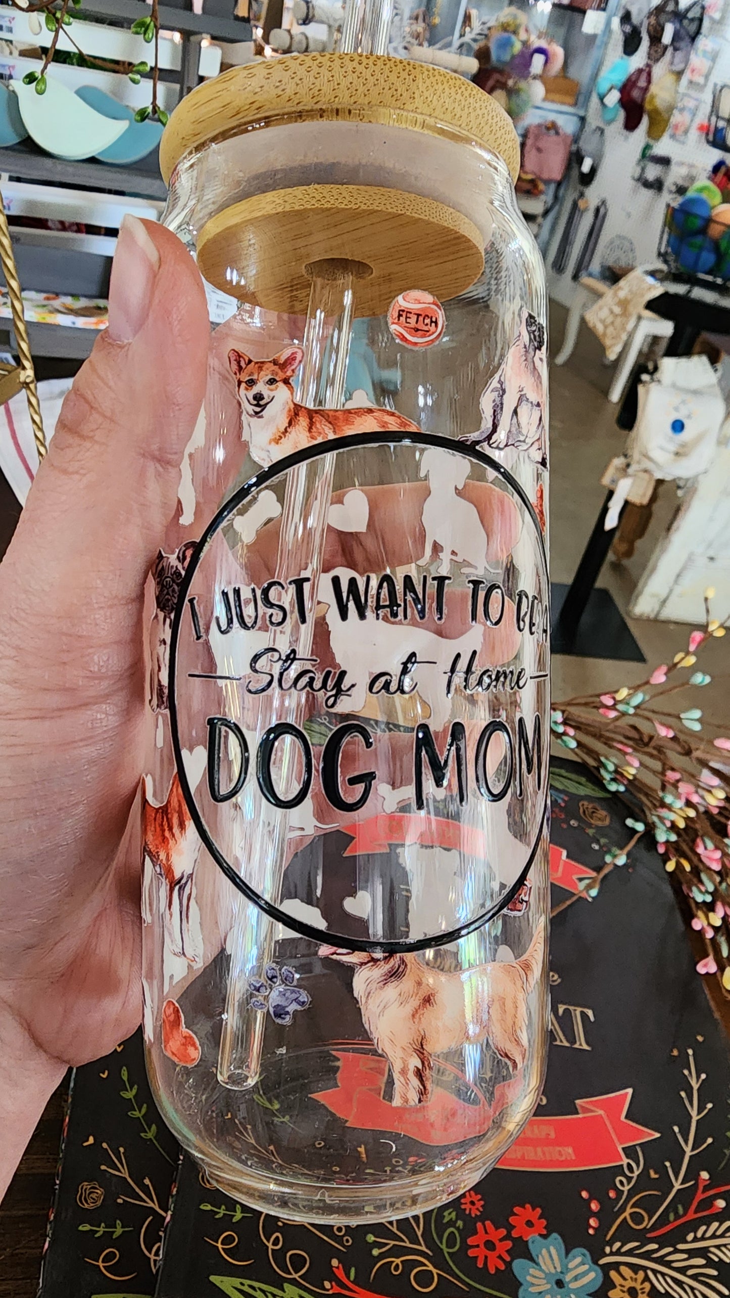 Dog Mom Glass Tumbler 16 OZ