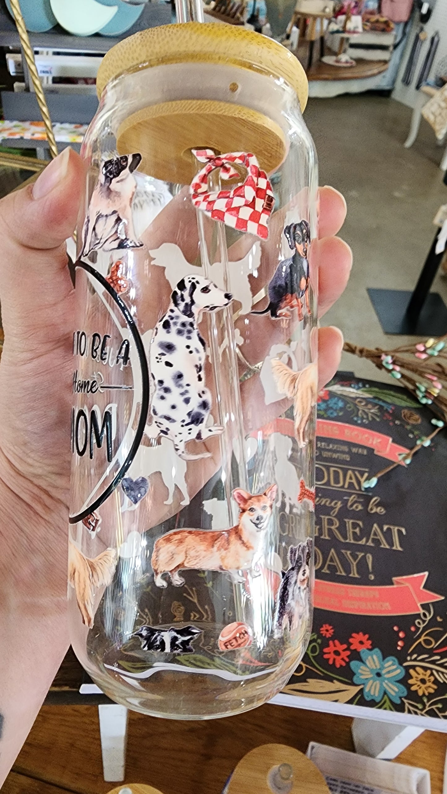 Dog Mom Glass Tumbler 16 OZ