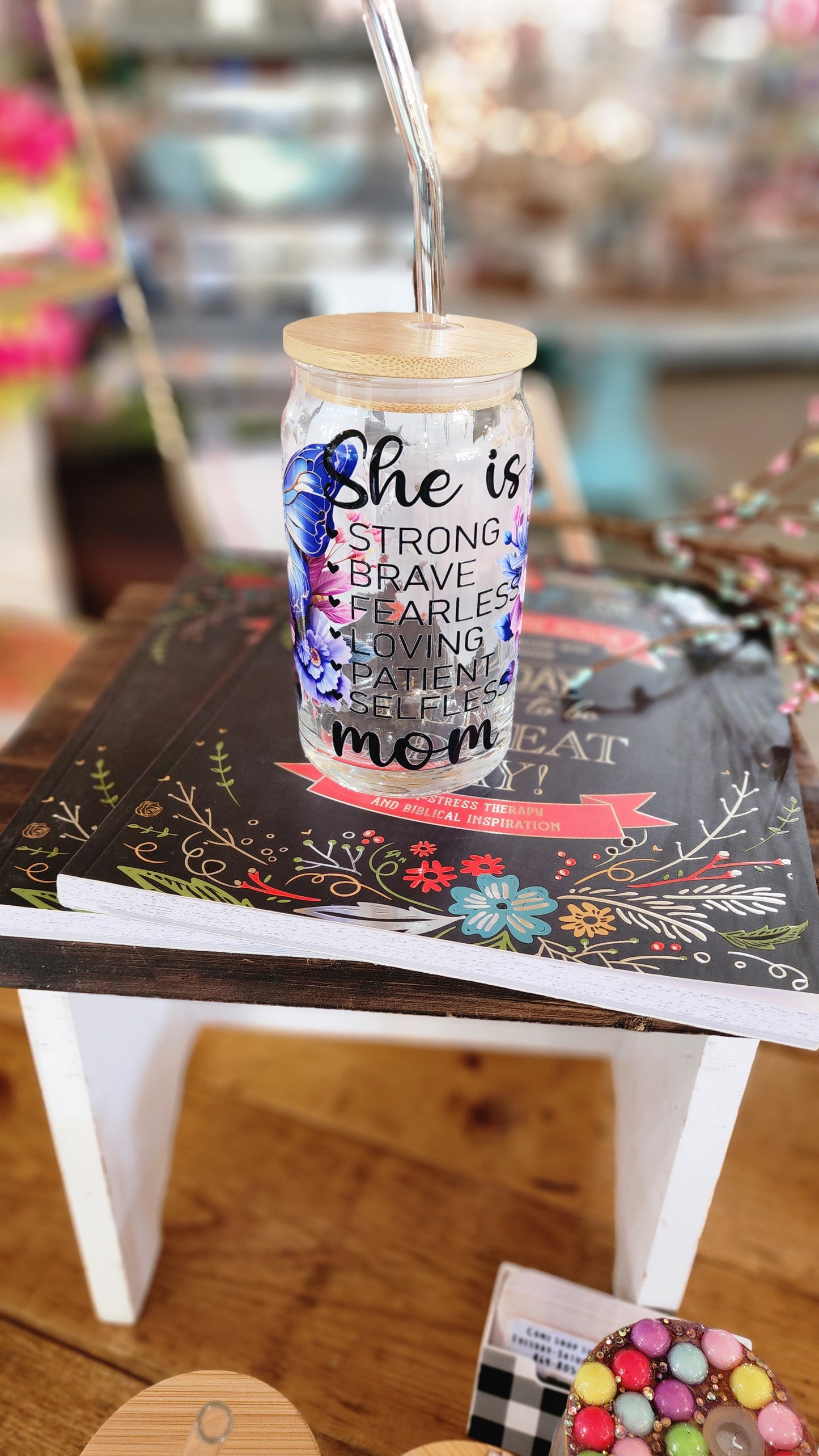 Glass Tumbler for Mom 16 OZ