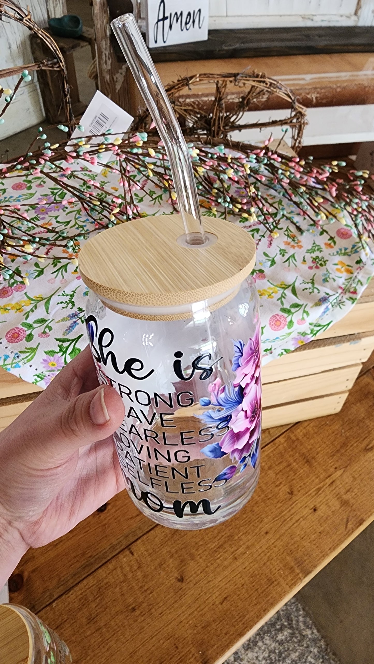 Glass Tumbler for Mom 16 OZ