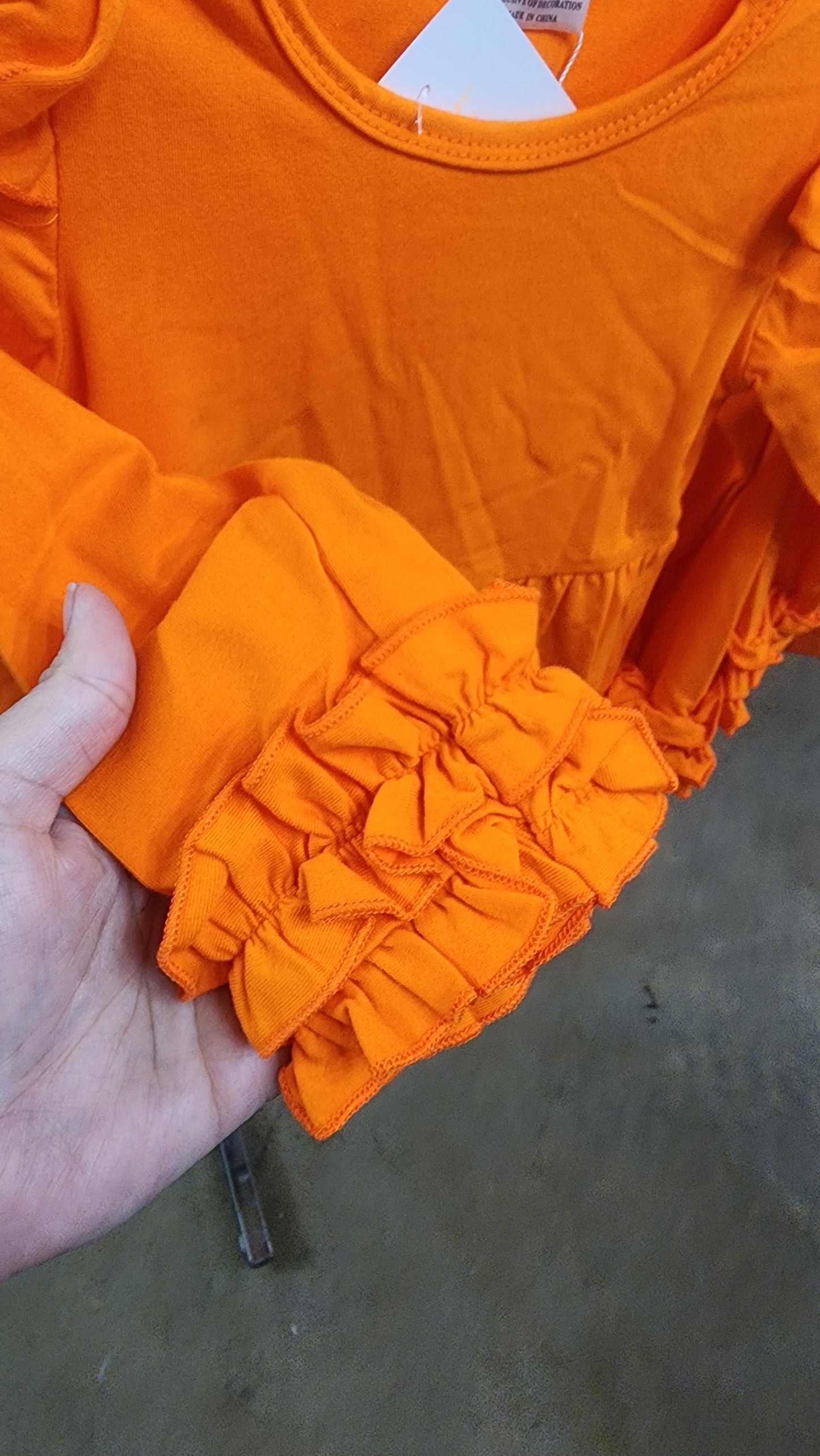 Girl's Orange Ruffle Long Sleeve Top