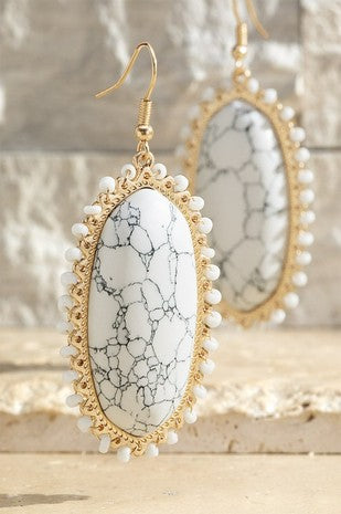 Semi-Precious Brass Stone Earrings