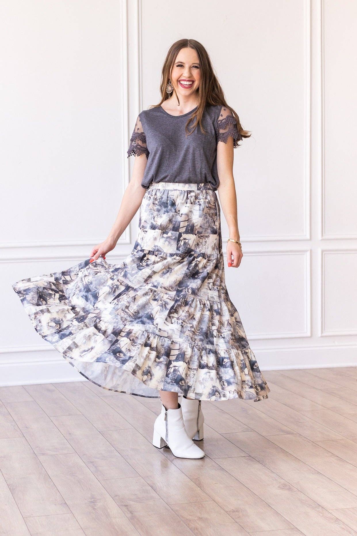 Cowgirl Tiered Midi Skirt