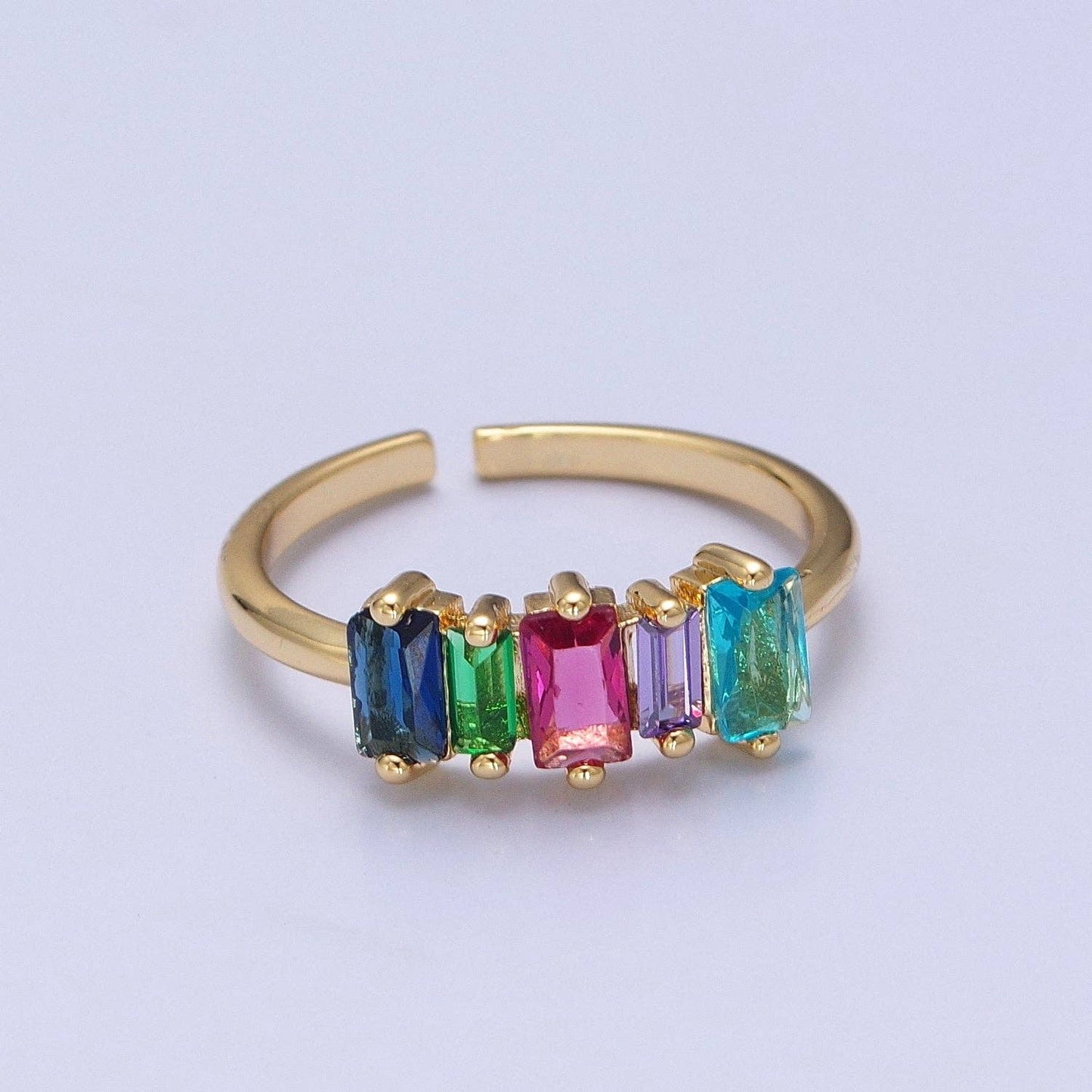 14K Gold Filled Colorful Baguette Ring