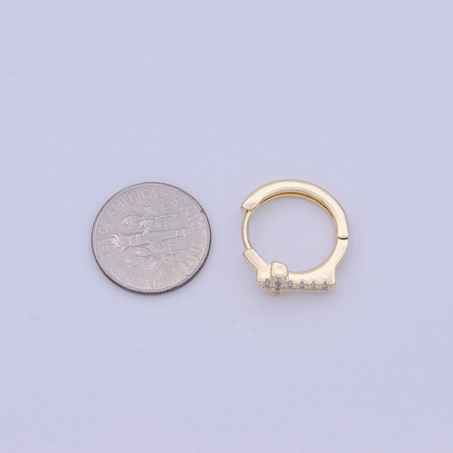 Cross Gold Hoop Earring