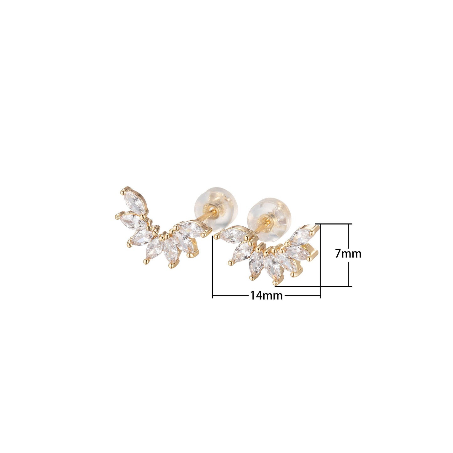 Marquise Stones Climber Stud Earrings