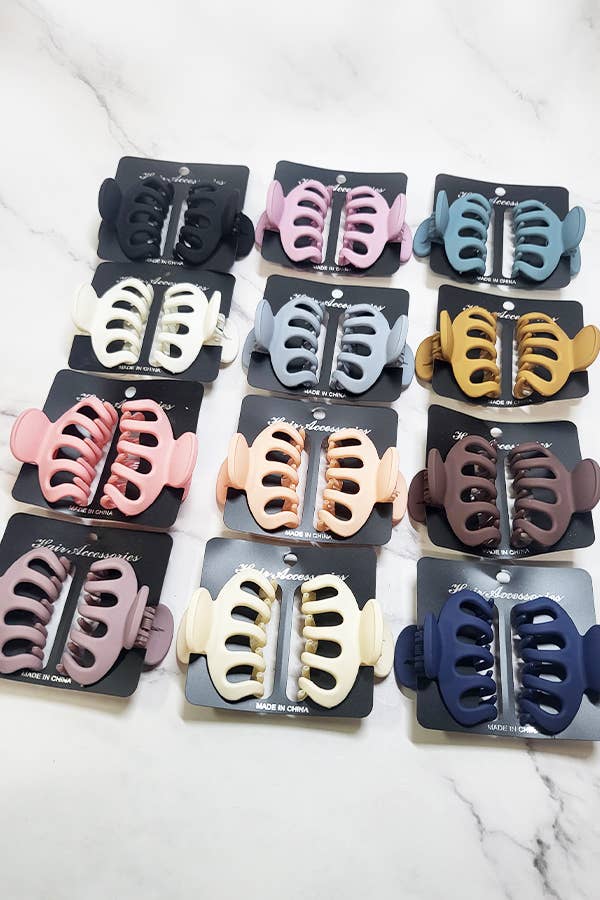 2 pcs Matte Color Hair Claw Clip