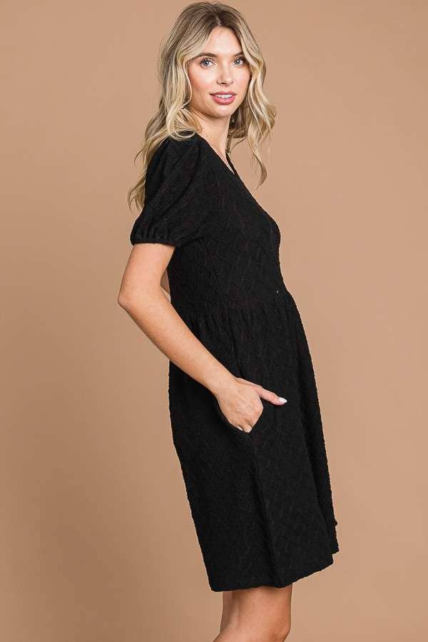 Puff Sleeve Mini Dress In Regular And Plus Sizes