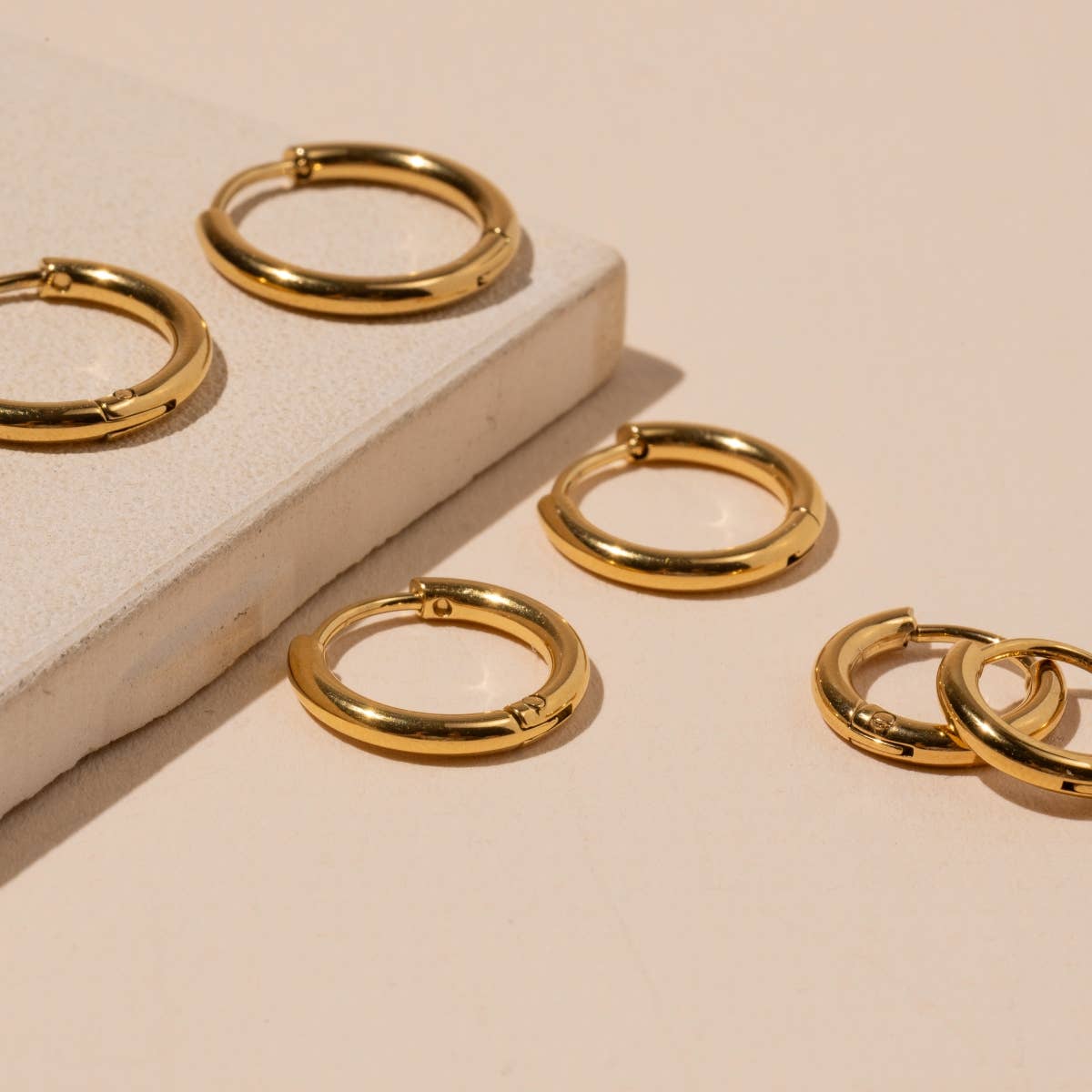 18K Gold Plated Stainless Steel Huggie Earrings