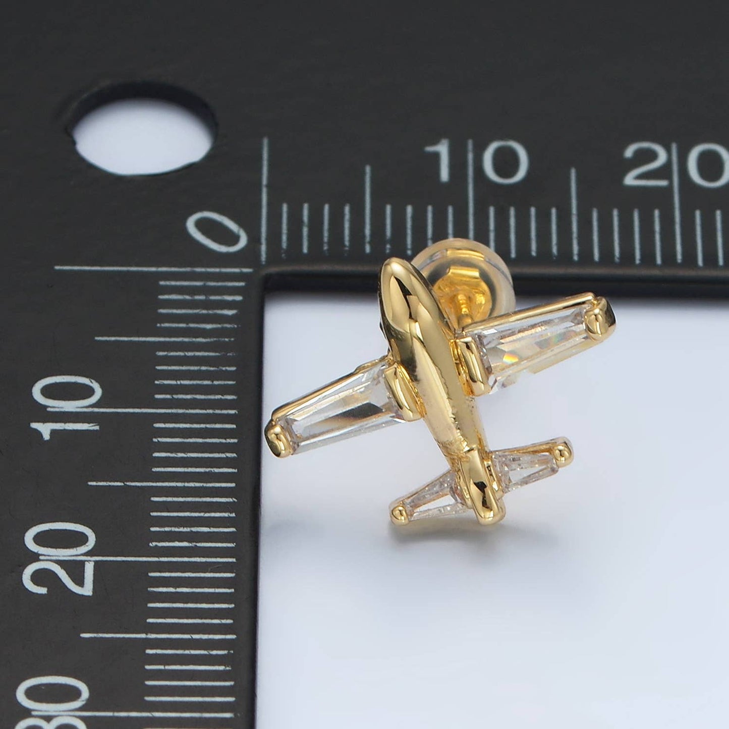 24K Gold Filled CZ Baguette Airplane