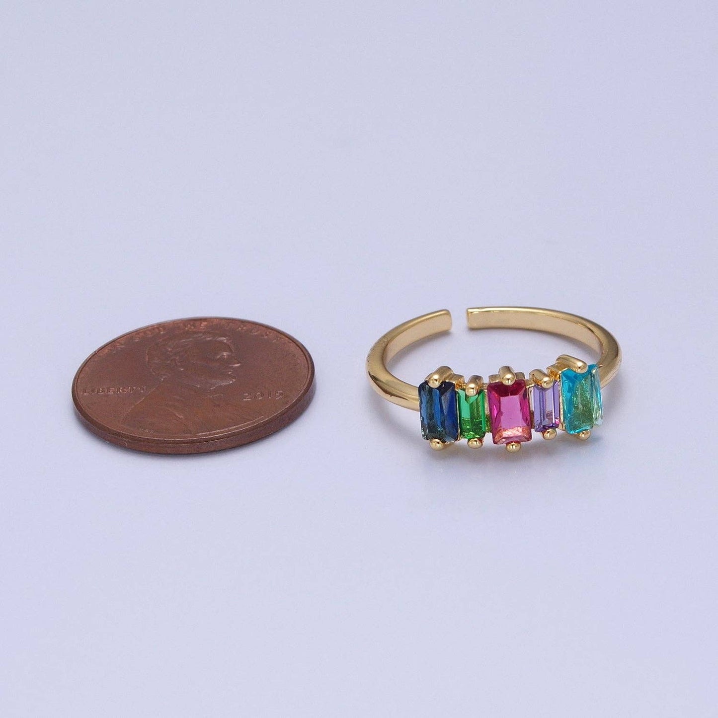14K Gold Filled Colorful Baguette Ring