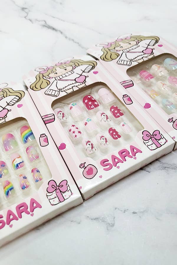 Kids Pre Glued Press On Nail Set