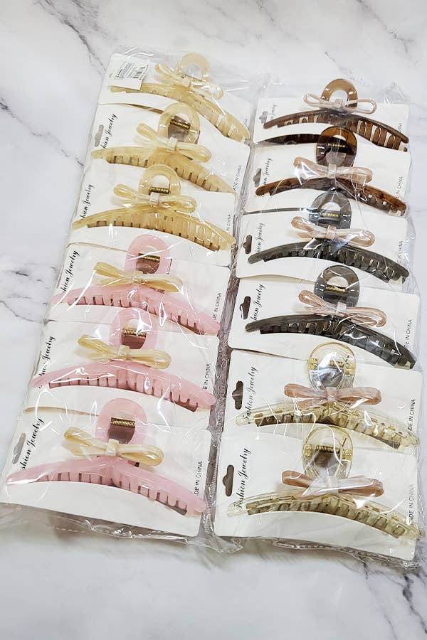 Glossy Ribbon Accent Hair Claw Clip