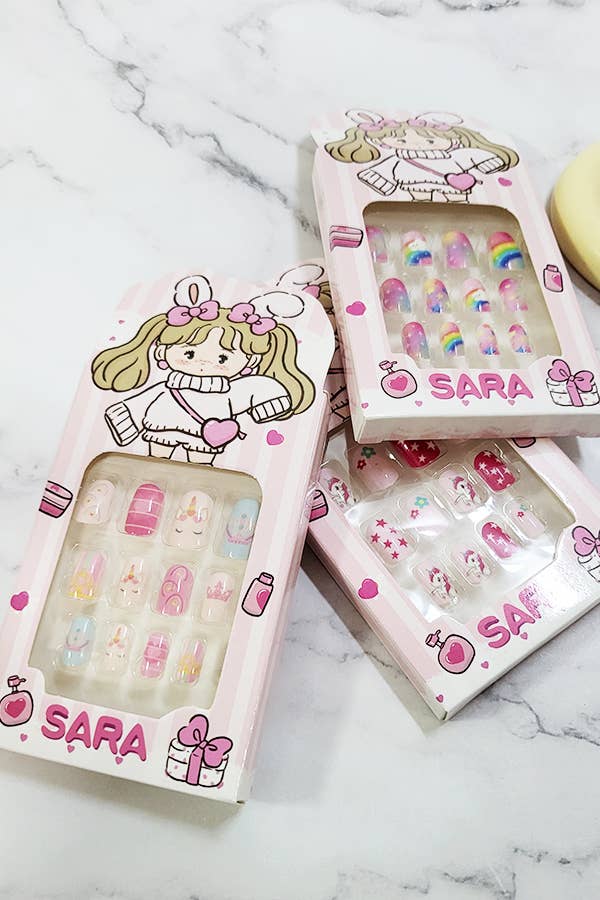 Kids Pre Glued Press On Nail Set