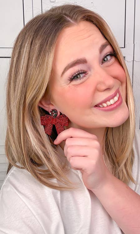 Red Bow Earring
