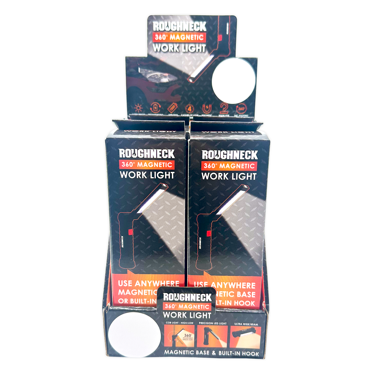 Rechargeable LED Flashlight with Magnetic Base - 4 Pack