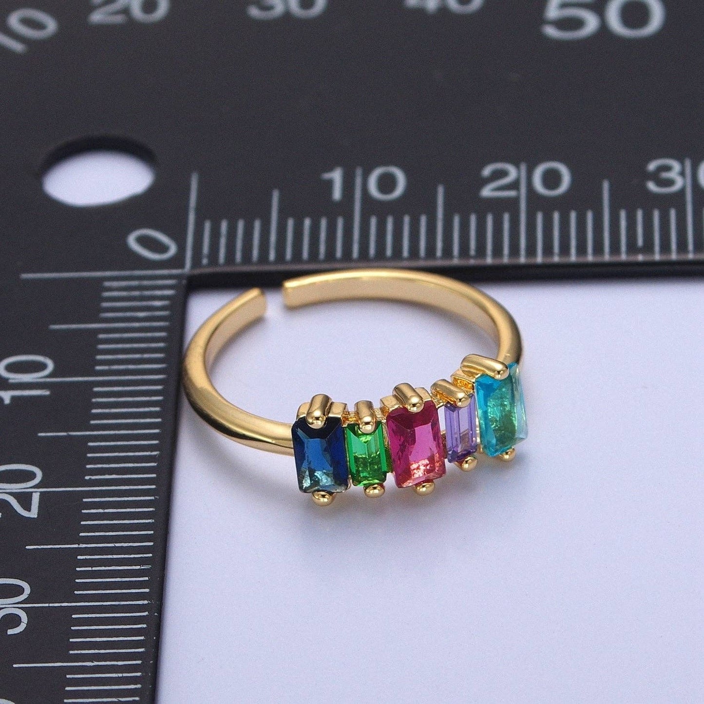 14K Gold Filled Colorful Baguette Ring