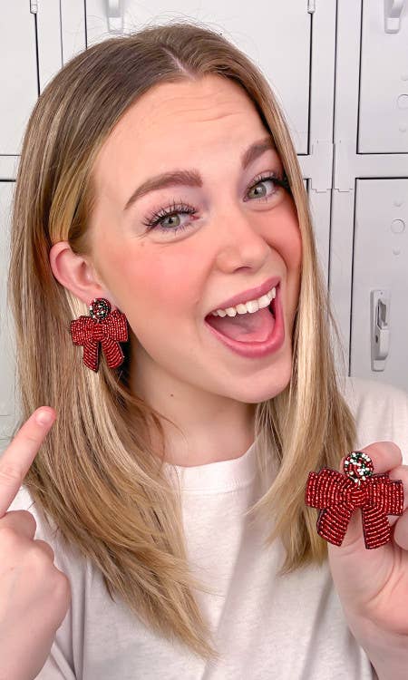 Red Bow Earring