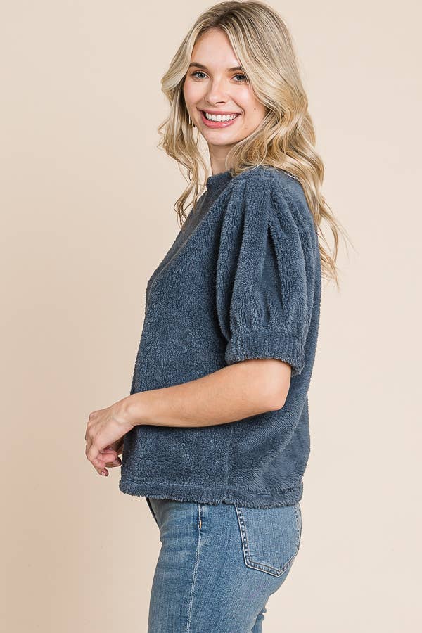 Crew Neck Puff Sleeve Top