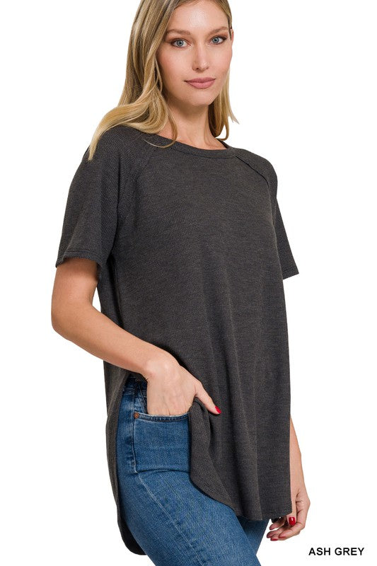 BABY WAFFLE SHORT SLEEVE TOP REGULAR AND PLUS