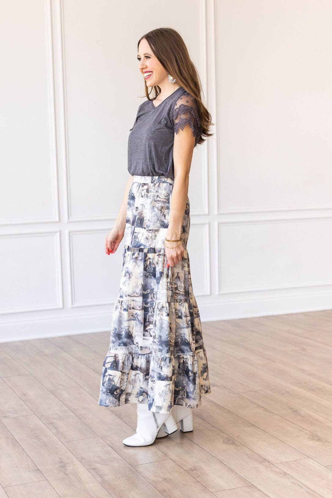 Cowgirl Tiered Midi Skirt