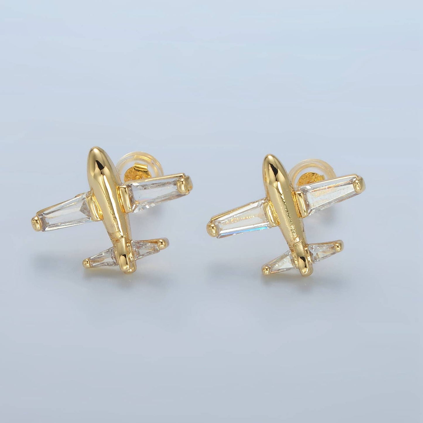 24K Gold Filled CZ Baguette Airplane