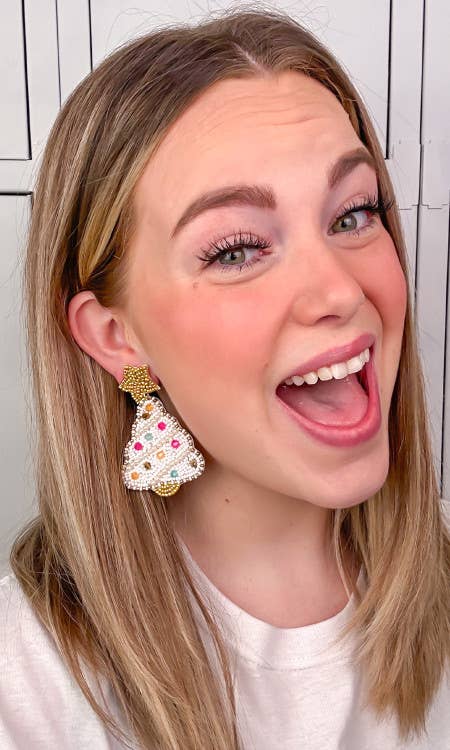 White Christmas Tree Earring