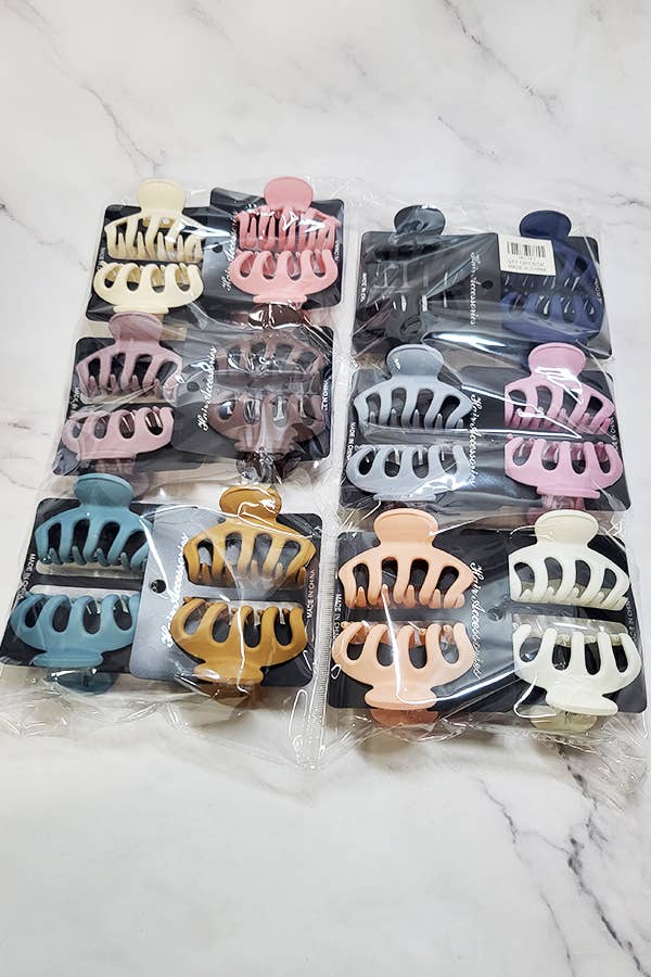 2 pcs Matte Color Hair Claw Clip