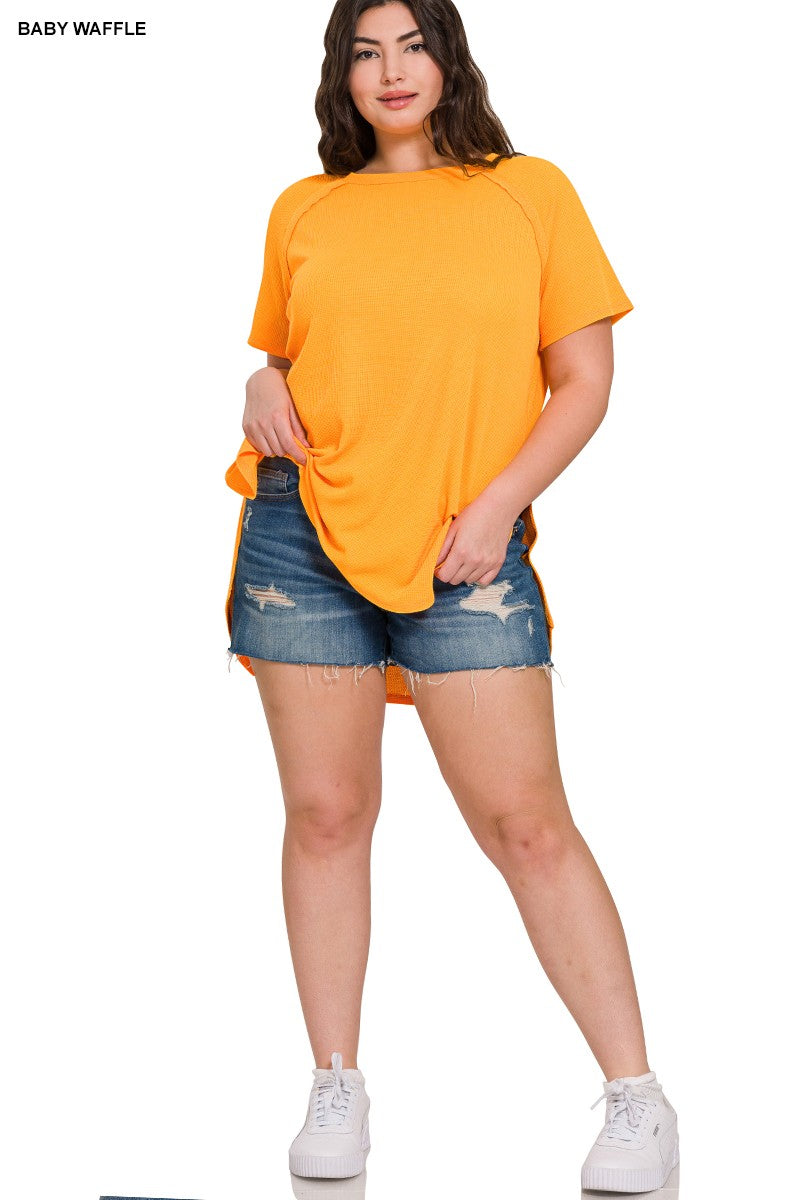 BABY WAFFLE SHORT SLEEVE TOP REGULAR AND PLUS