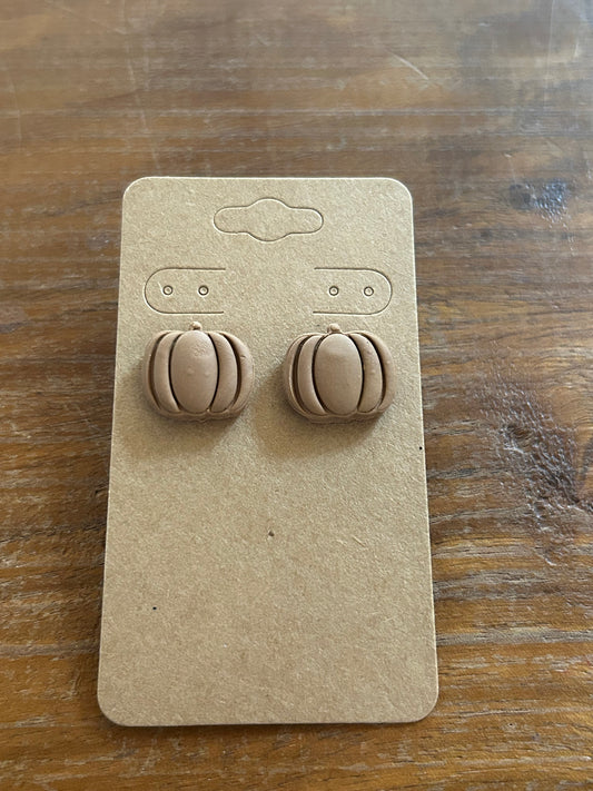Tan Pumpkin Clay Earrings