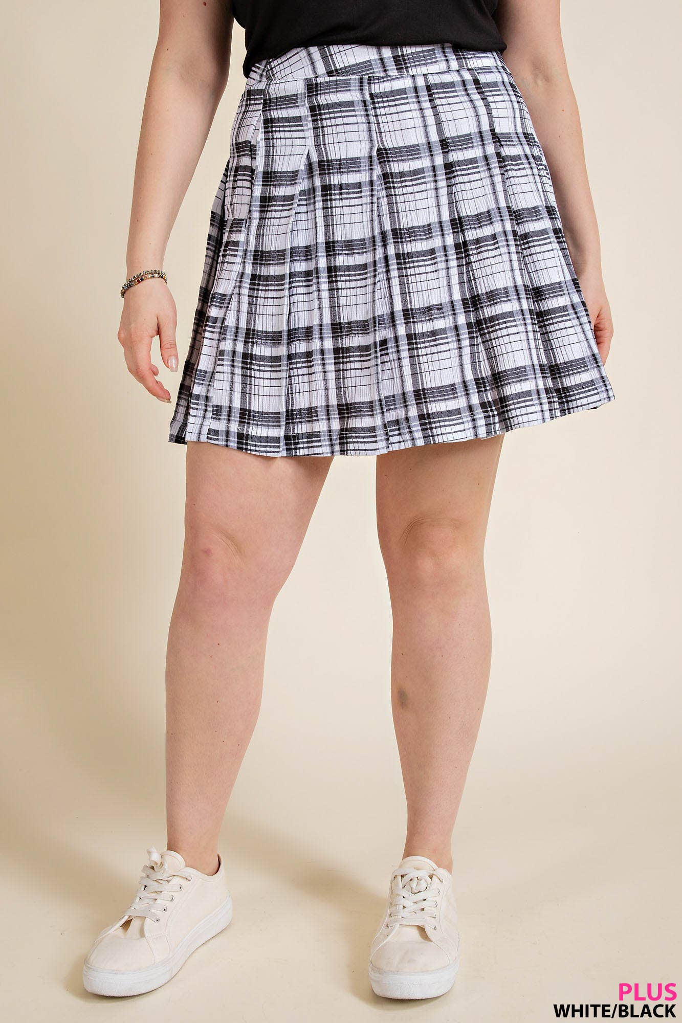 Plus Size High Waist Pleated Tennis Skirt