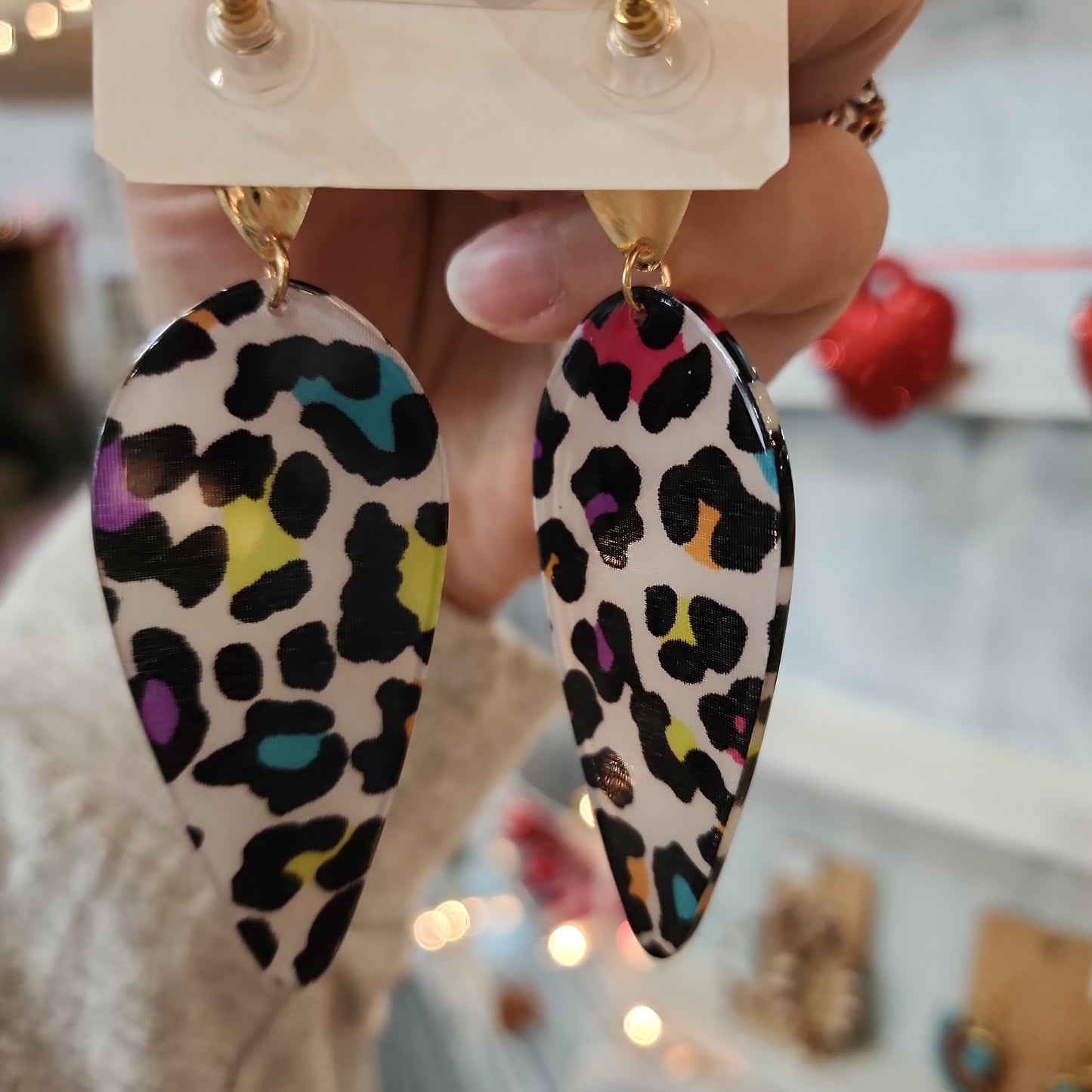 Drop of Perfection Earrings, Multicolored Leopard