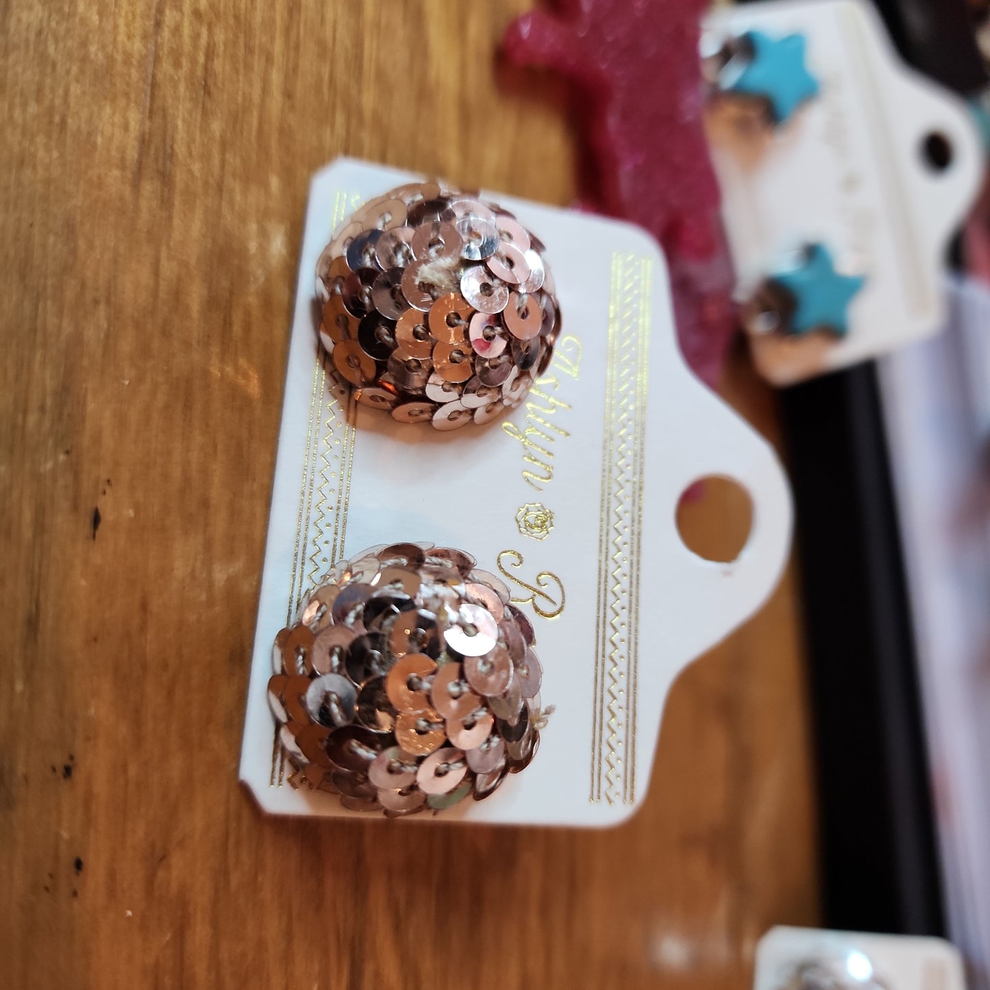 Sparkle in Your Eyes Sequins Stud Earrings, Rose Gold
