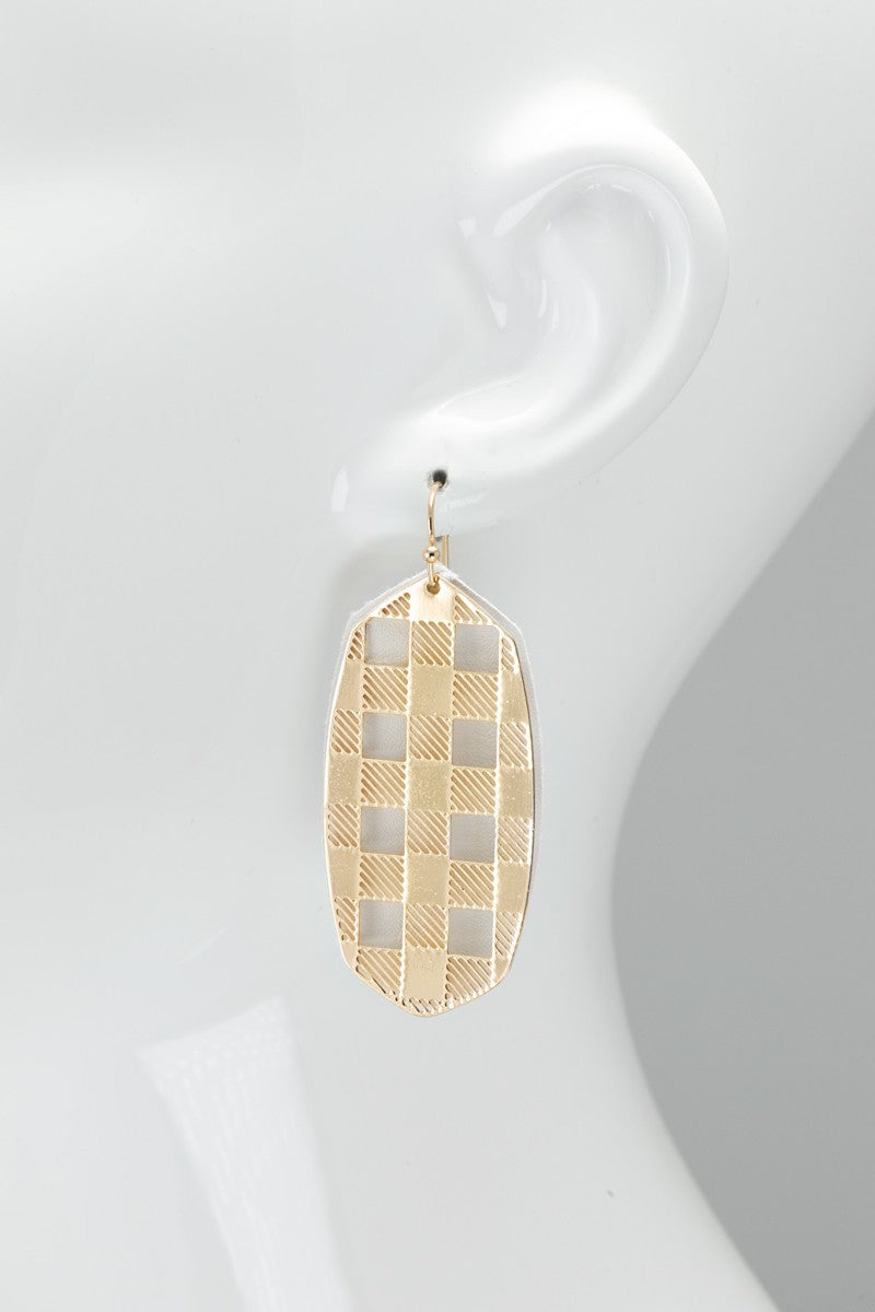 Gold Buffalo Check Earrings