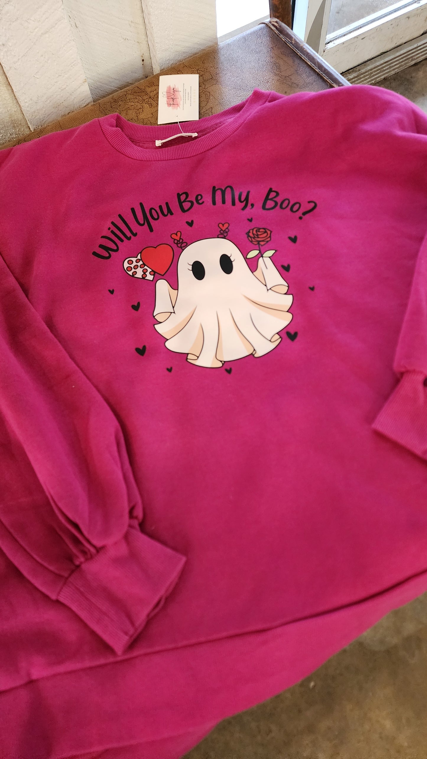 Will You Be My Boo? Hi-Low Sweatshirt With Pockets. Midnight Orchid Of Love