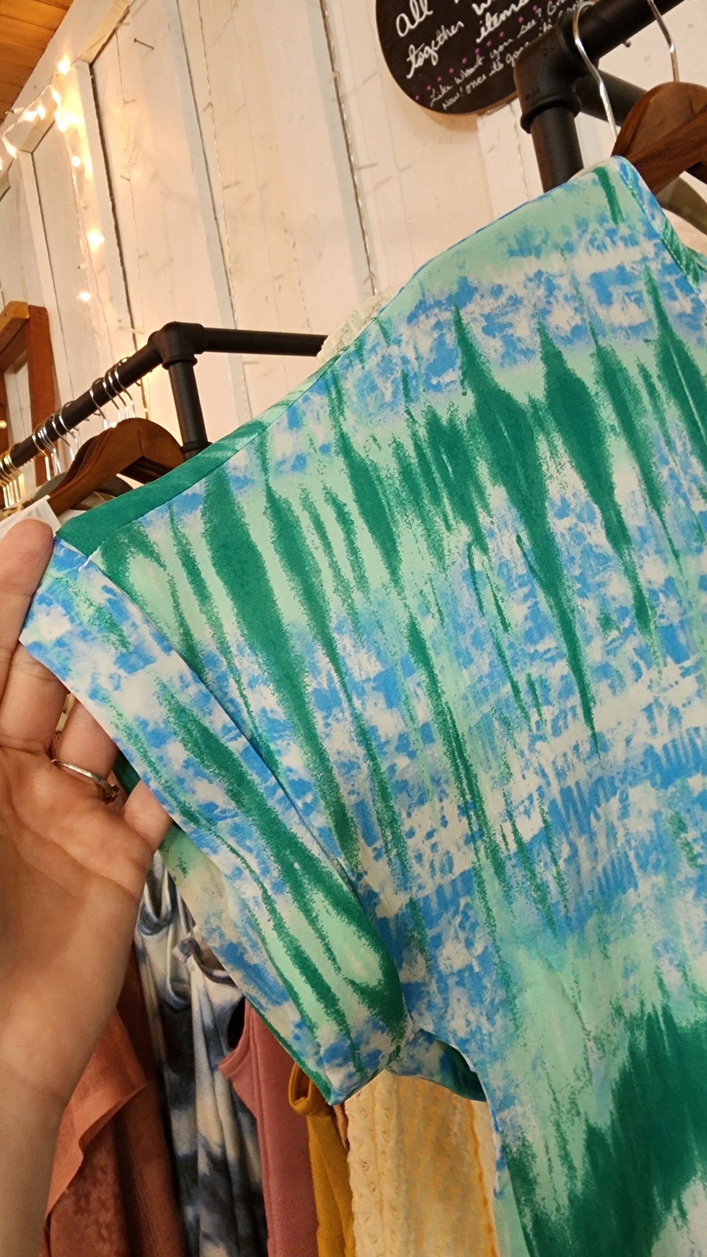 Blue and Green Dobby Top.