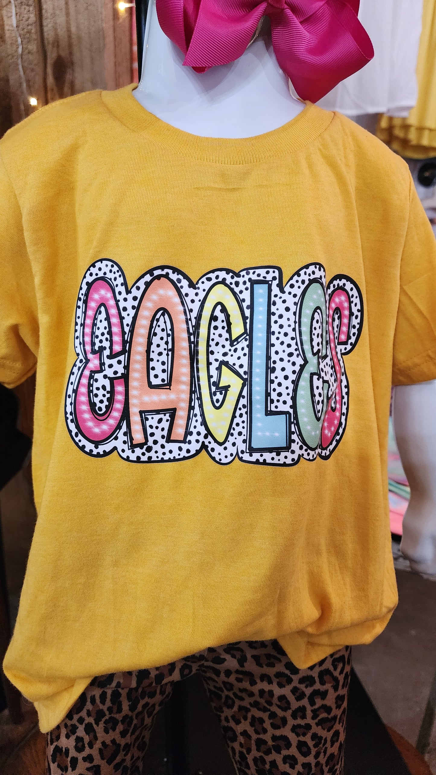 Kid Sizes Colorful Eagles Design on Yellow Tee