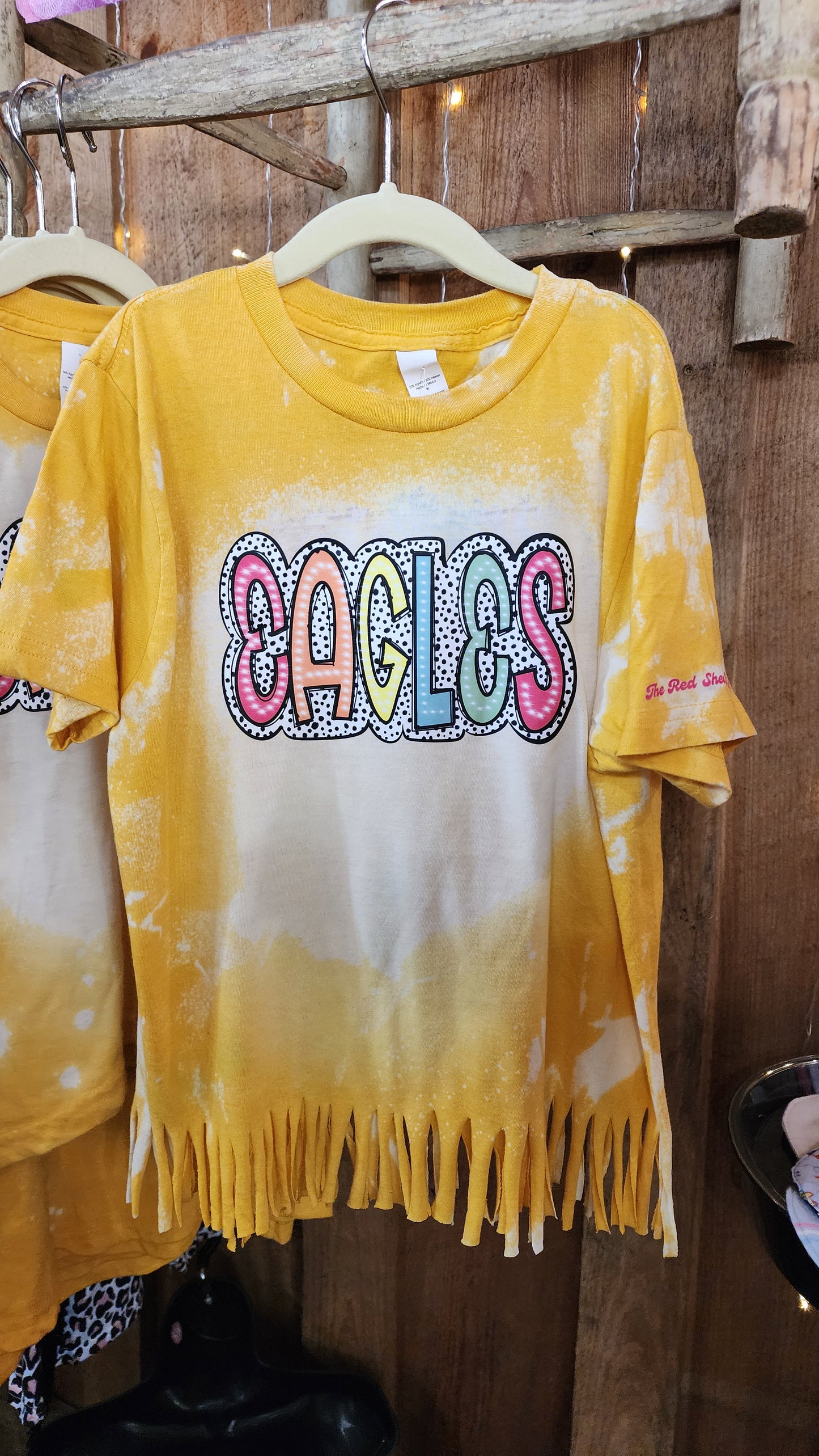Colorful Eagles Design on Soft Yellow Tee with Custom Bleach