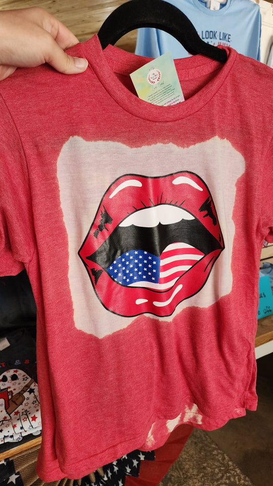 Kid's American Flag Mouth Tee