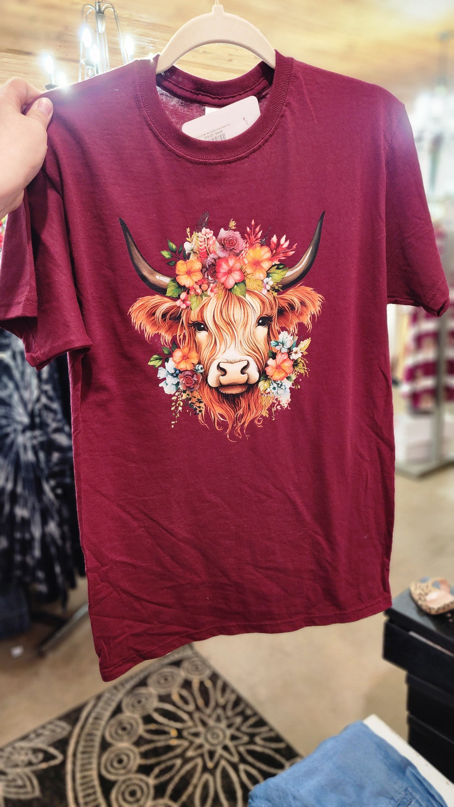 Flowers In Her Hair Highland Cow Graphic Tee