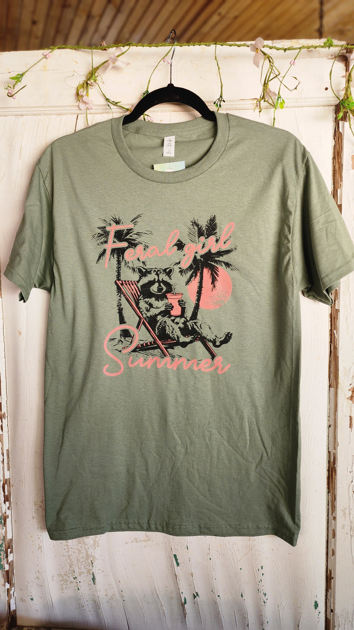 Feral Girl Summer Racoon Short Sleeve Tee